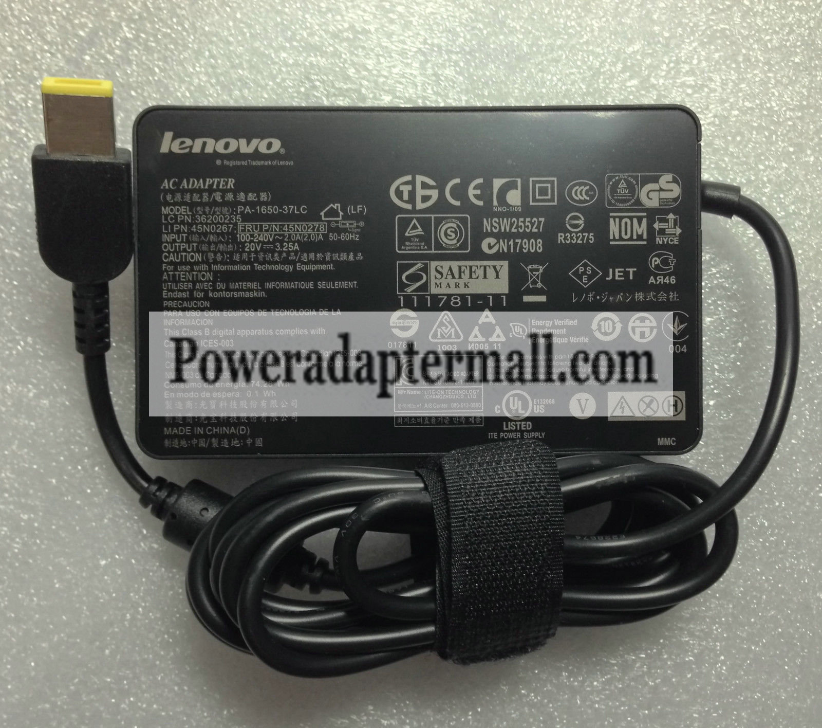 20V 3.25A Lenovo 0C1986 IdeaPad Yoga 13 AC Power Adapter